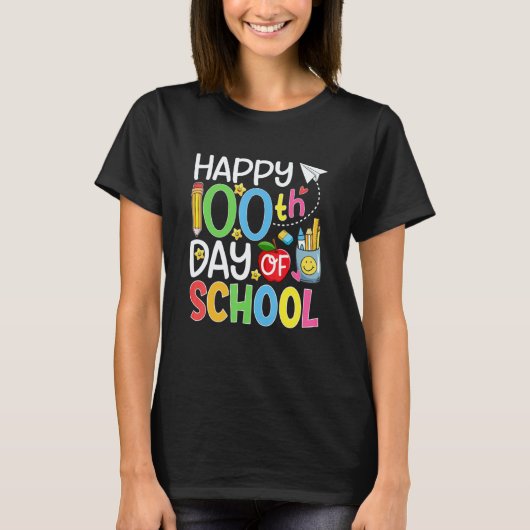 T-shirt 100th Day of School Teachers Students Kids Happy 1 (Devant)