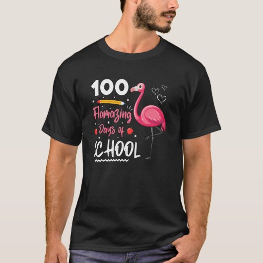 T-shirt 100th Flamazing days of school Animal Flamingo Kid (Devant)