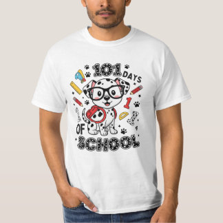 T-shirt 101 Jours d'École Chien Mignon Retour aux Écoles
