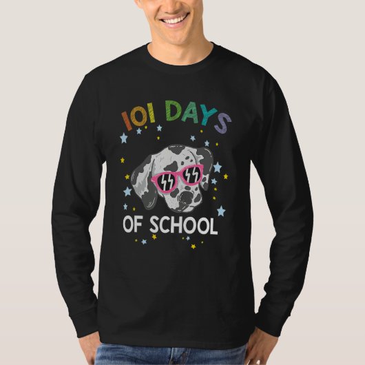T-shirt 101 School Days Shirt Funny Dog 100th Day School_1 (Devant)