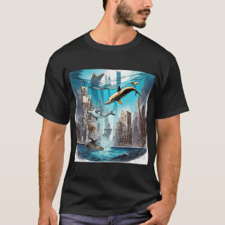 T-shirt 105 Dolphins Underwater City 19 Cadeau Pour Dolphi