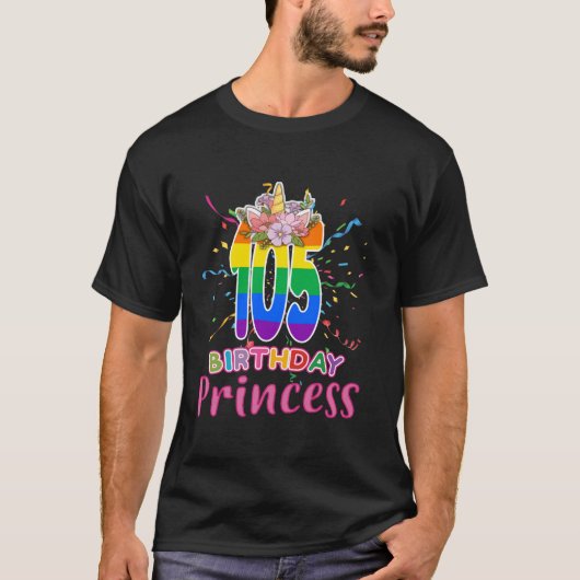 T-shirt 105e anniversaire Princesse Unicorn Couronne 105 a (Devant)