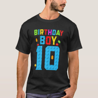 T-shirt 10 Anniversaire Boy Blocks Bâtiment Boys K