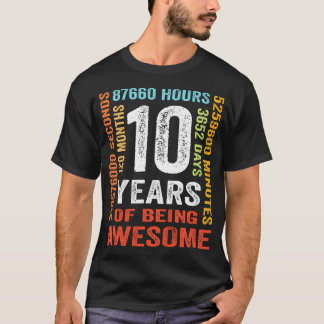 T-shirt 10 Ans 10E Anniversaire Cadeau Vintage Rétro 120