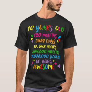 T-shirt 10 ans 120 mois Anniversaire Math Nerd Geeky Girl