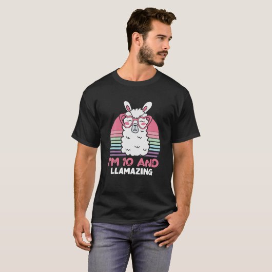 T-shirt 10 Ans Anniversaire Llamazing Alpaca Llama 10E Bir (Devant entier)