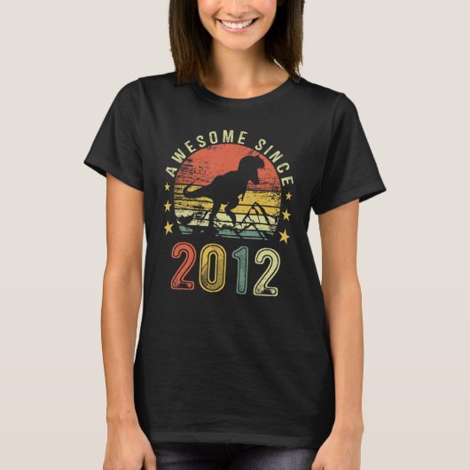 T-shirt 10 Ans Awesome depuis 2012 10e Anniversaire Dino (Devant)