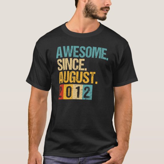 T-shirt 10 Ans Awesome Depuis Août 2012e Anniversaire (Devant)