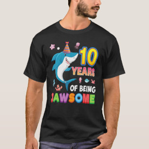 T-shirt 10 Ans D'Être Jawsome Vieux Requin Awesome 10e B