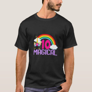 T-shirt 10 Ans Fille Magique Unicorne 10E Anniversaire