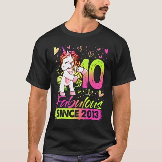 T-shirt 10 ans Flossing Unicorn 10e anniversaire fille P (Devant)