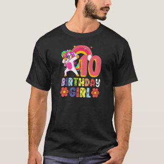 T-shirt 10 Ans Unicorne Dabbing 10e Anniversaire Fille Un