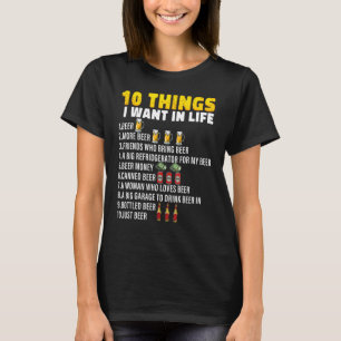 T-shirt 10 choses Je veux bière brasserie brasserie bière