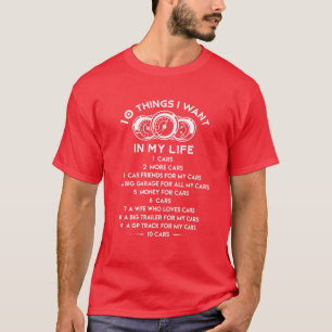T-shirt 10 Choses Je Veux Dans Ma Vie Voitures Plus De Voi