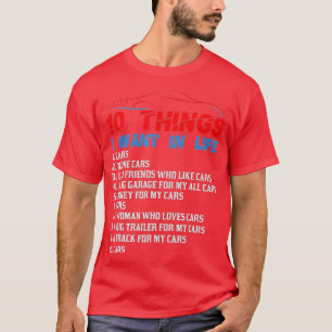T-shirt 10 choses que je veux dans ma vie voitures Plus vo