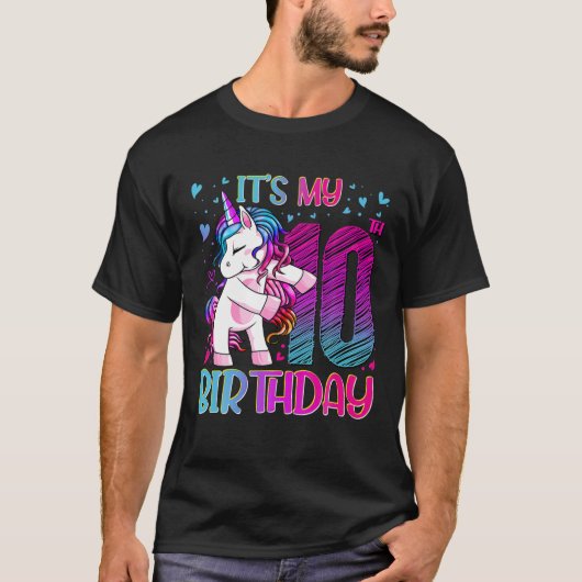 T-shirt 10 O/O Unicorn Dabbing 10E Anniversaire tenue fill (Devant)