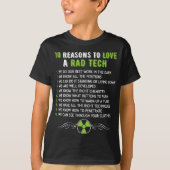 T-shirt 10 RAISONS D'AIMER UNE TECH RAD, Funny XRay Radiol (Devant)