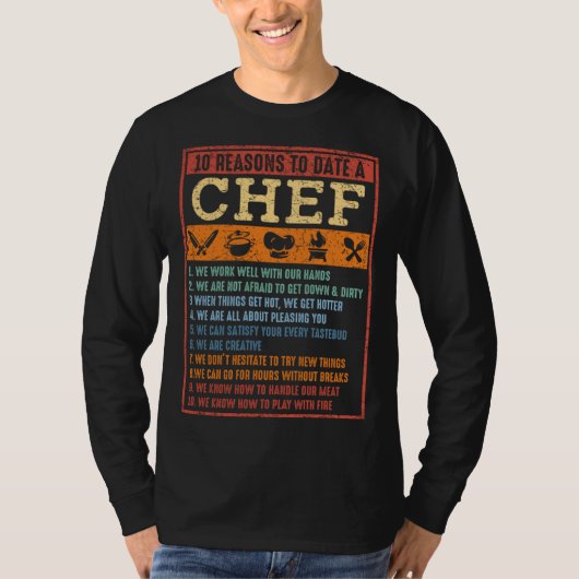 T-shirt 10 Reasons To Date A Chef  Chief Cook Retro Culina (Devant)