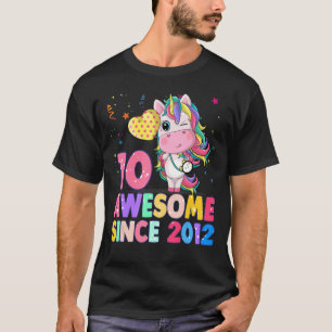 T-shirt 10 Years Old 10th Birthday Unicorn Girl Awesome S