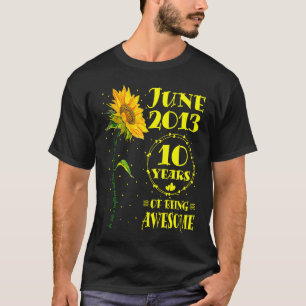 T-shirt 10e anniversaire 10 ans filles tournesol Juin 20