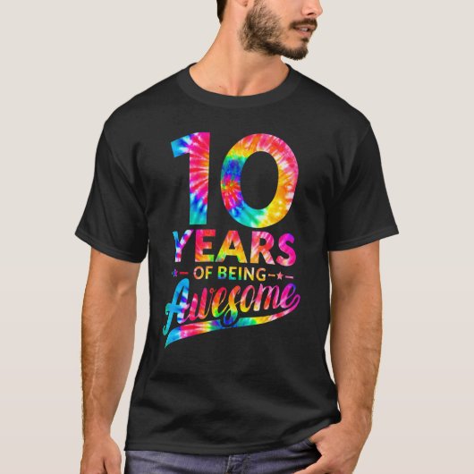 T-shirt 10e anniversaire 10 ans teinture teint Ancien Homm (Devant)