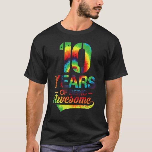 T-shirt 10e Anniversaire 10 Ans Tie Dye 10 Ans De Bei (Devant)