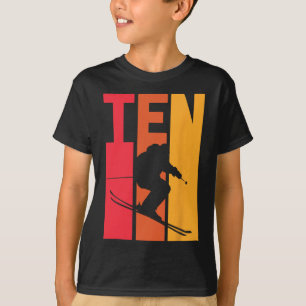 T-shirt 10e anniversaire Boy Retro Ski Lover Skier 10 ans