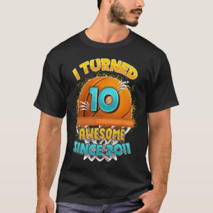 T-shirt 10e anniversaire de basket-ball J'ai tourné 10 ans