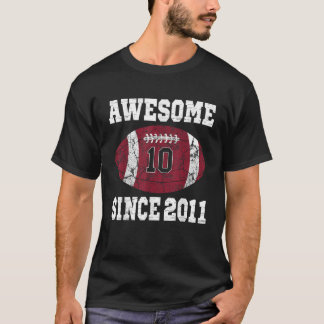 T-shirt 10e Anniversaire de football Lover Cadeau 10 Ans V