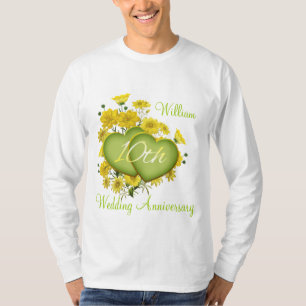 T-shirt 10e anniversaire de Mariage Coeurs Fleurs sauvages