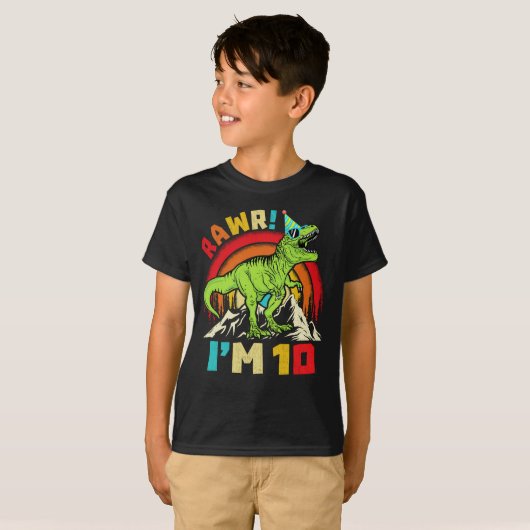T-shirt 10e anniversaire Dinosaur T Rex Rawr J'ai 10 ans p (Devant entier)
