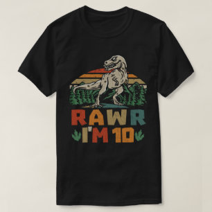 T-shirt 10e anniversaire Dinosaur T Rex Rawr J'ai 10 ans p