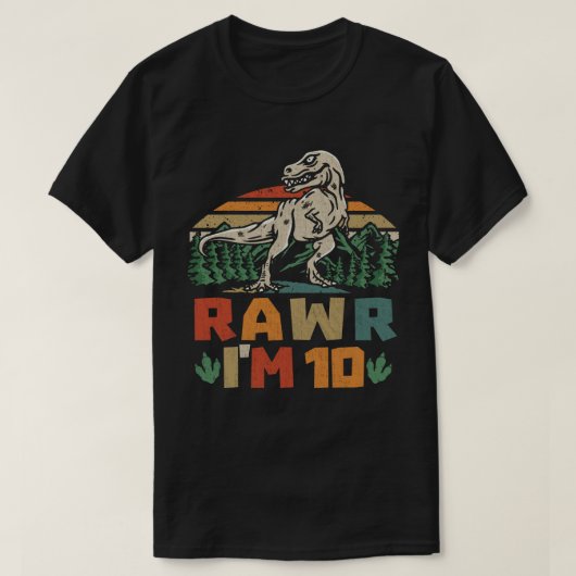 T-shirt 10e anniversaire Dinosaur T Rex Rawr J'ai 10 ans p (Design devant)