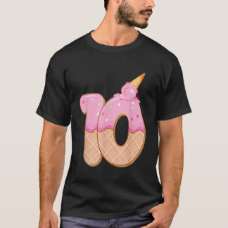 T-shirt 10e anniversaire fille 10 ans crème glacée Numéro
