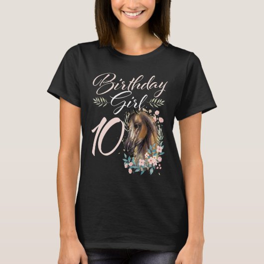 T-shirt 10e anniversaire fille cheval 10 ans Anniversaire (Devant)