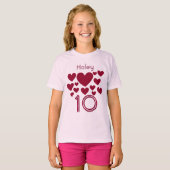 T-shirt 10e anniversaire fille odles de coeur 10 ans (Devant entier)