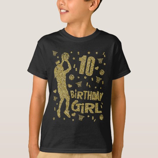 T-shirt 10e anniversaire Filles de basket-ball Fans Joueur (Devant)