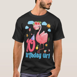 T-shirt 10e anniversaire Filles Flamant rose 10 ans Tropic