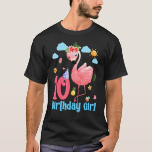 T-shirt 10e anniversaire Filles Flamant rose 10 ans Tropic