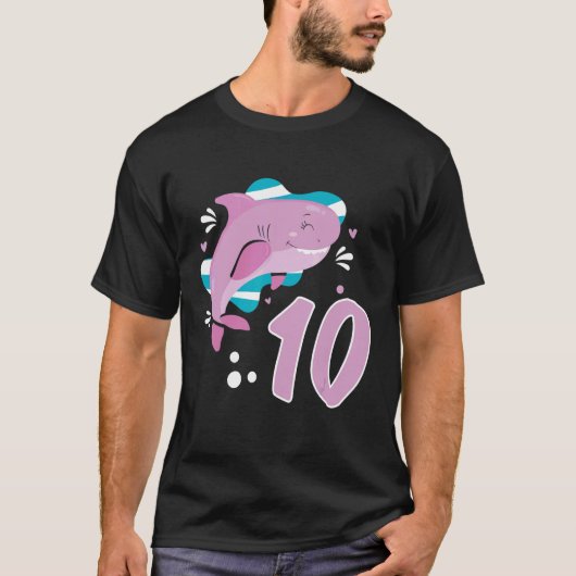 T-shirt 10e anniversaire filles requin 10 ans vieux requin (Devant)