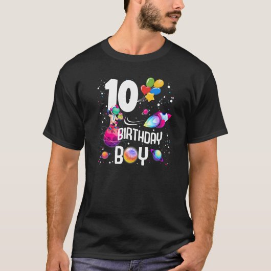 T-shirt 10e anniversaire garçon astronaute espace 10 ans R (Devant)