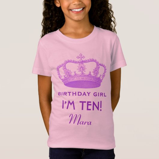 T-Shirt 10e anniversaire La Couronne Design Nom personnali (Devant)