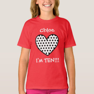T-shirt 10e anniversaire Polka Dot Heart W01P