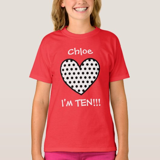 T-shirt 10e anniversaire Polka Dot Heart W01P (Devant)