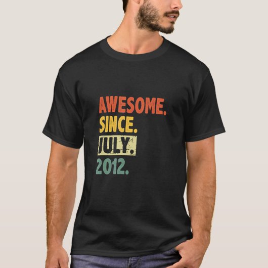 T-shirt 10e Anniversaire Rétro 10 Ans Awesome depuis Juil (Devant)