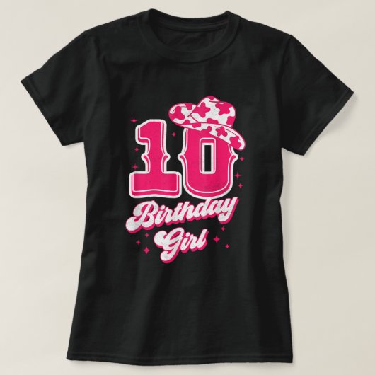 T-shirt 10e anniversaire tenue fille 10 ans Rodéo Wester (Design devant)