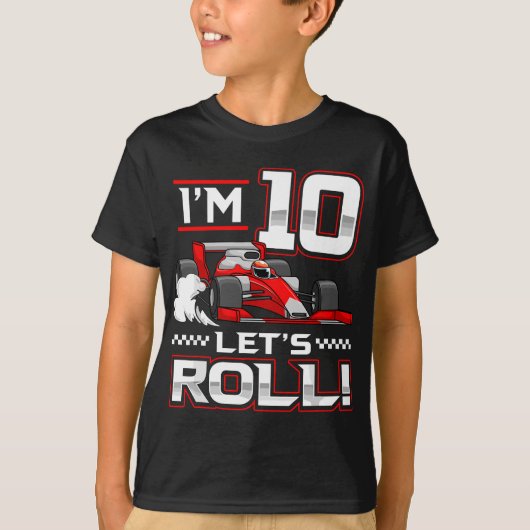 T-shirt 10e Anniversaire Voiture de course 10 ans Roll Tod (Devant)