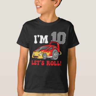 T-shirt 10e Anniversaire Voiture de course 10 ans Roulez