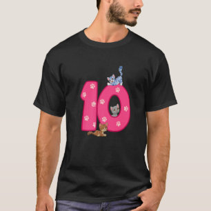 T-shirt 10e Chat Anniversaire Célébrant 10 ans Vieux Kitte