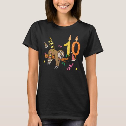 T-shirt 10ème anniversaire Sloth Lazy Sloths Animal Graphi (Devant)